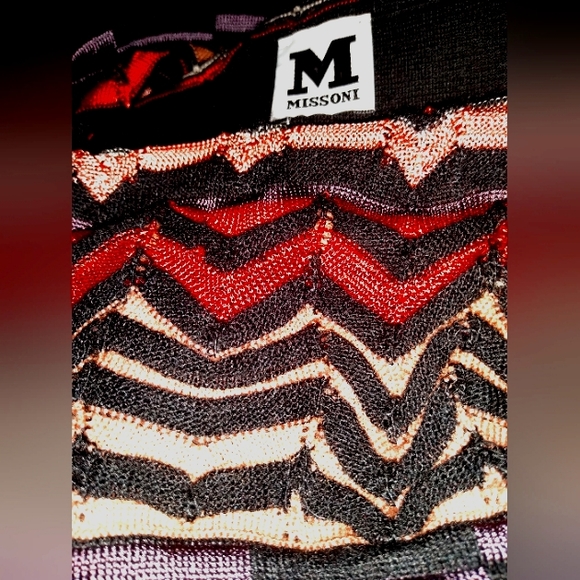 MISSONI 12 KNIT WOOL BLEND BLACK MULTICOL CHEVRON COWL NECK STRAIGHT DRESS ITALY - Picture 6 of 8